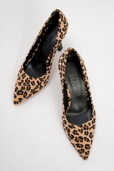 LuviShoes Γυναικεία παπούτσια με τακούνι FOREST με μαύρο κίτρινο σχέδιο