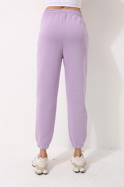AMİDA Pantaloni de sport pentru femei, liliac, cu șireturi, cu buzunare - 2456