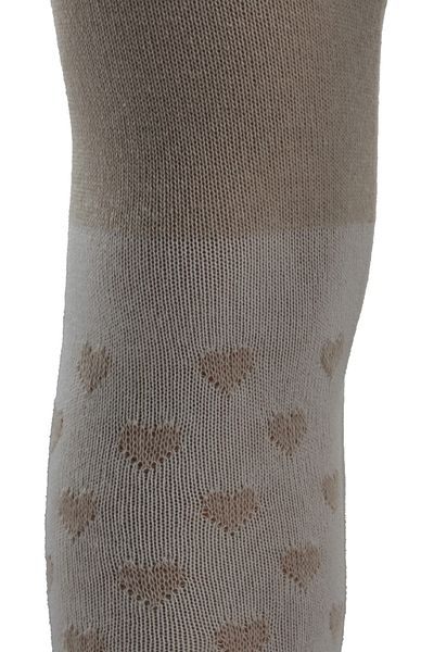 KARDEŞLER ÇORAP Beige Girl's Heart Patterned Cotton Pantyhose