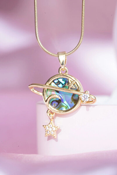 AŞIK ACCESSORIES Dangle Saturn Steel Necklace