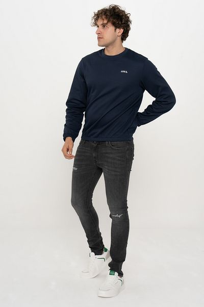Jack & Jones Hanorac pentru bărbați cu gât crew - Logo-ul pieptului imprimat, de bază