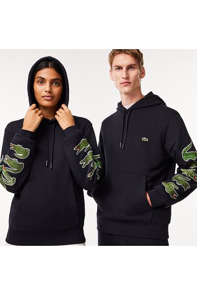 Lacoste Hanorac cu glugă crocodil contrastant