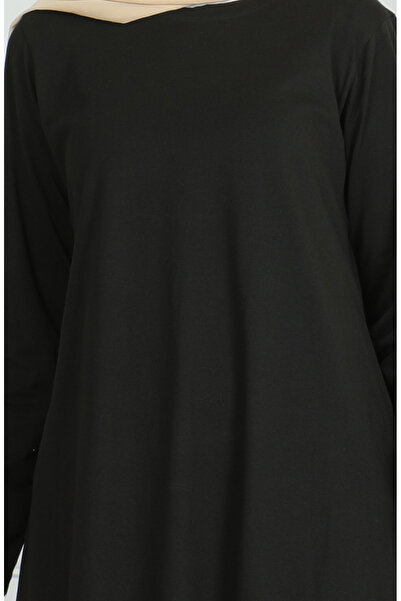 sefamerve Black Long Slit Tunic - 9141-05