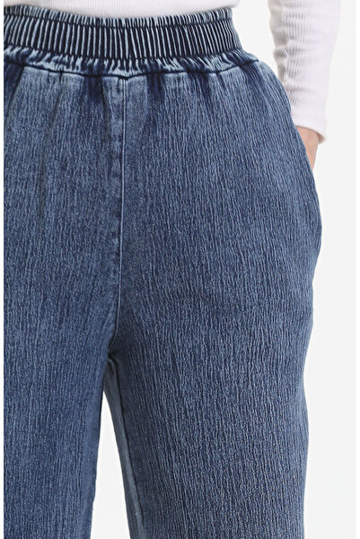 sefamerve Beli Lastikli Kot Pantolon 1793J-01 Mavi