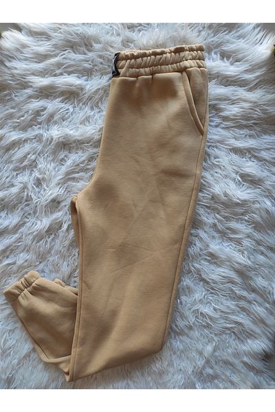 Sublime Butik Unisex Ελαστική μέση Jogger Χοντρό Milk Coffee Φούτερ