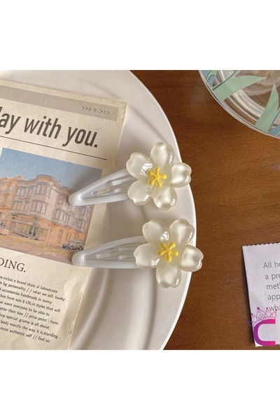 Cinderella Set de catarame cu flori de cireș alb Yolan moale de 5 cm - 3 bucă...