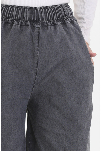 sefamerve Beli Lastikli Kot Pantolon 1793P-01 Füme