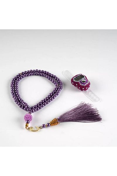Hayrat Neşriyat Set cadou Zikrmatik + mărgele de rugăciune (violet)