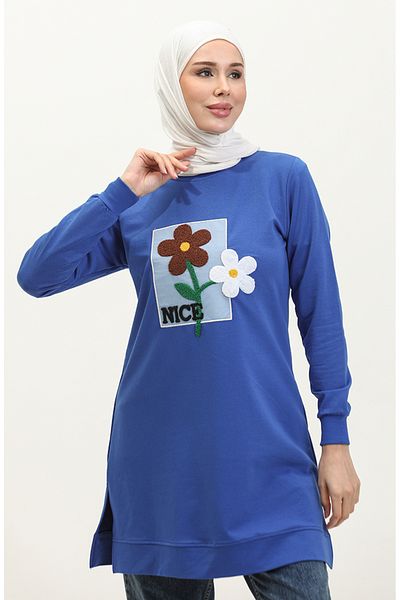 sefamerve 9116-04 Μοντέλο Daisy Embroidered Saks Tunic