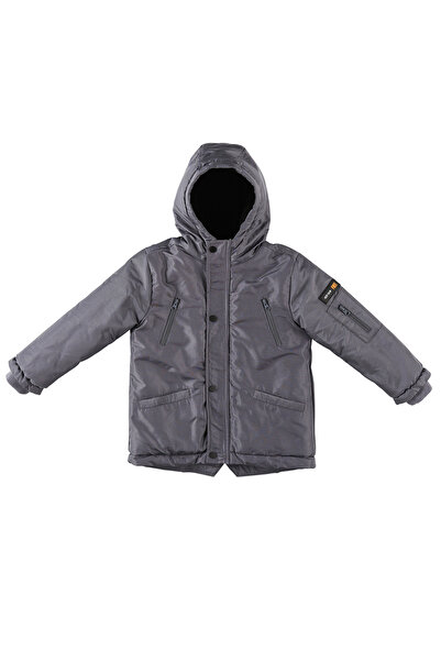 Panço Erkek Çocuk Kapüşonlu Gri Kaban