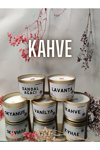 Ahşap Fitilli Gold Cup Aromaterapi Doğal Soya Mum 170gr (KAHVE)
