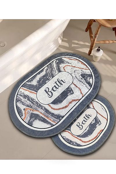 Chilai Home Σετ μπάνιου 2 τεμαχίων Lomm Grey Baño Mat Djtbanyo