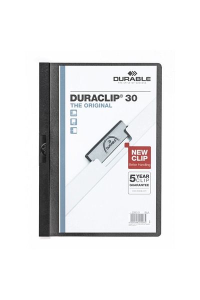 Durable Compressed File Duraclip With Center Clip 30 Pages A4 Black 2200 /