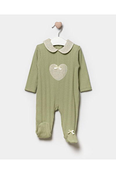 Minipodyum Uzun Kollu %100 Pamuk Bebe Yaka Hediyelik Kız Bebek Patikli Tulum ...