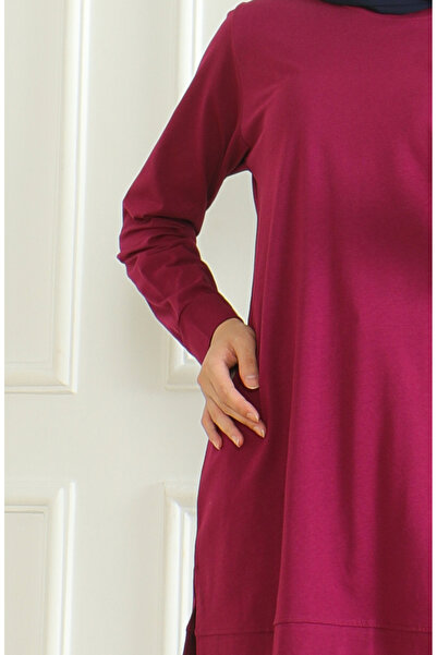sefamerve 9140-02 Plum Slit Arabic Tunic