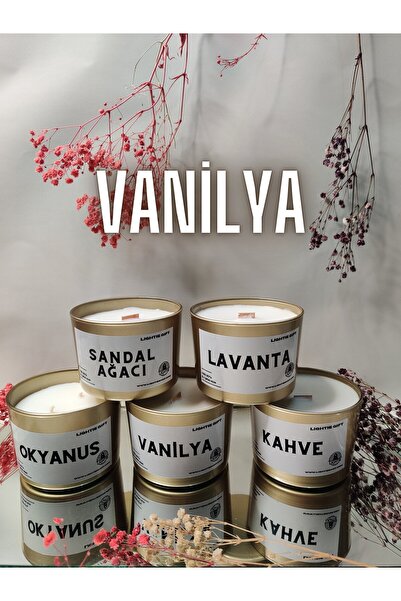 Ahşap Fitilli Gold Cup Aromaterapi Doğal Soya Mum 170gr (VANİLYA)