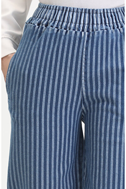 sefamerve Beli Lastikli Kot Pantolon 1793B-01 Mavi