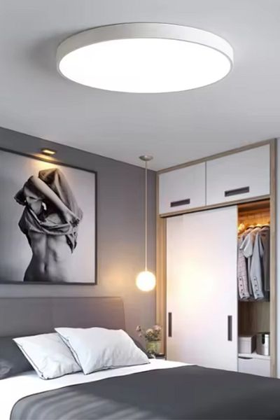 Lenart Lighting سقف مستدير موديل Dolunay - ثريا LED مع 3 ألوان إضاءة وجهاز تحكم عن بعد، ثريا للمكتب وغرفة المعيشة