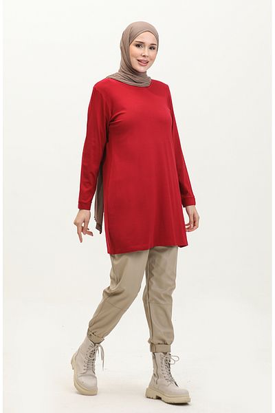 sefamerve Claret Red Viscose Tunic - Μοντέλο 9070-02