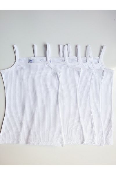 ÇebiKids Çebikids Girl's 5-Piece Rope Strap Tank Top/Fanilla - 100% Cotton, Ribbed Corded