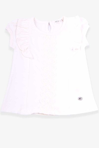 Breeze Ecru T-Shirt για κορίτσια 3-8 ετών - Frilly and Laced