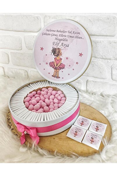 Genel Markalar 150 Adet 200 gr Draje Kız Çocuk Temalı İsme Özel Hoşgeldin Doğ...