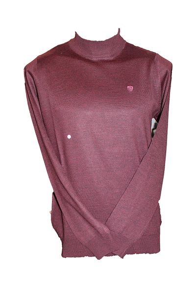 Diandor Men's Half Fisherman's Wool Plain Knitwear Sweater Claret Red