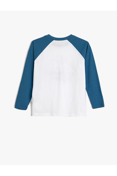 Koton Βαμβακερό μακρυμάνικο μπλουζάκι - Crew neck and print λεπτομέρεια
