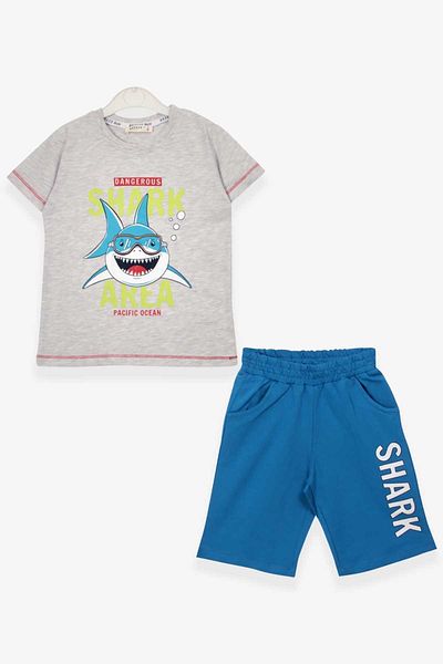 Breeze Boy's Shorts Suit Shark Printed 1.5-5 Years, Light Gray Melange