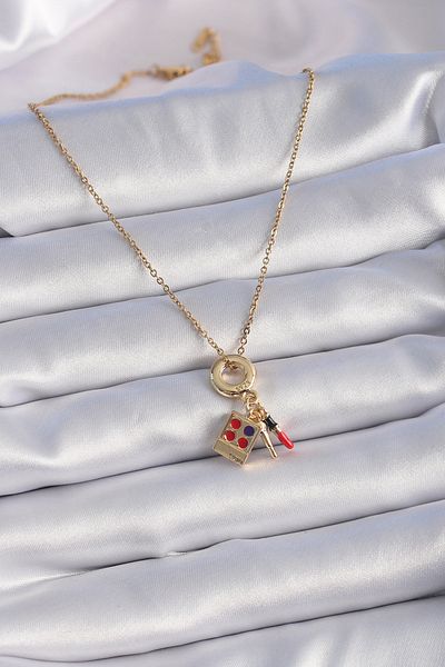 AfraBeauty 316L Stainless Steel Gold Makeup Palette Charm Necklace |   Special for Women Who Don'T Get Dark & Stylish