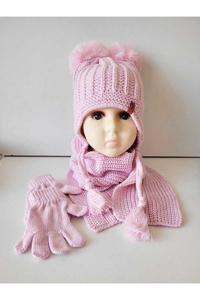 Kitti 1-4 Years Baby Girl & Child Scarf Beanie Gloves Set of 3