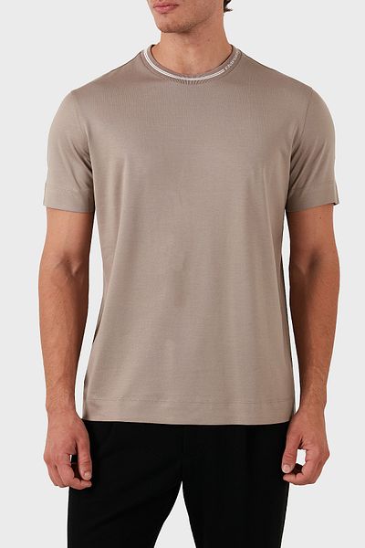 Emporio Armani Βαμβακερό λογότυπο κανονική εφαρμογή Μπλουζάκι με λαιμόκοψη ανδρικό μπλουζάκι 6d1t95 1josz 0144