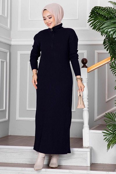 EBRUTESETTÜR Half Zipper Hijab Knitwear Dress