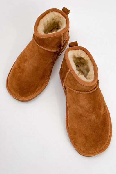 LuviShoes Γυναικεία μποτάκια PAIR Tan Suede από γνήσιο δέρμα