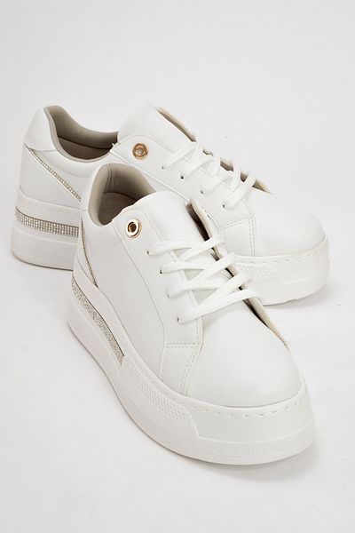 LuviShoes Pantofi de damă POEM White Stone cu talpă groasă