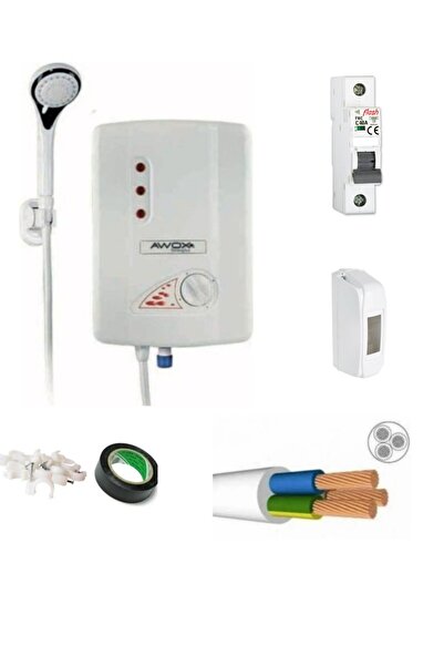 AWOX TERMOPLUS ELEKTRİKLİ ŞOFBEN 7500W 6MT KABLOLU TAM TAKIM SET