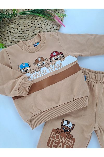 Butik Baby Boy / Kids Tracksuit Set with Print Detail and Fleece Inside