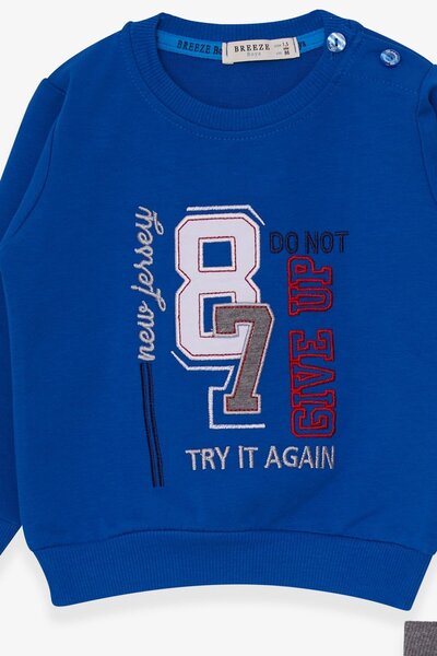 Breeze Erkek Çocuk Eşofman Takımı Rakam Nakışlı 1.5-5 Yaş, Saks Mavisi