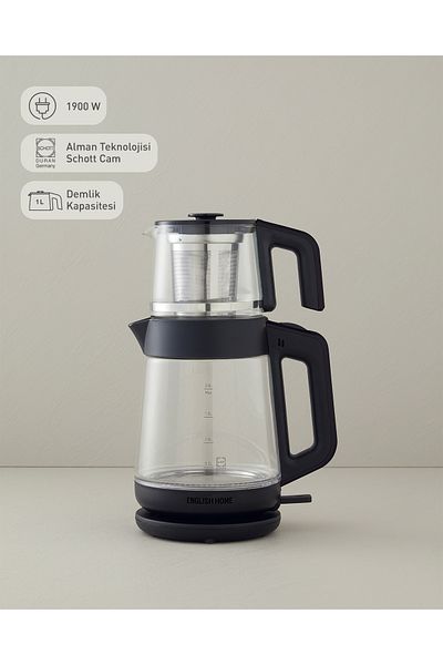English Home Cmk 6001 Black Glass Tea Maker and Kettle Set