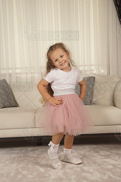 neocotton Fusta tutu din tul cu talie elastică căptușită pentru fete