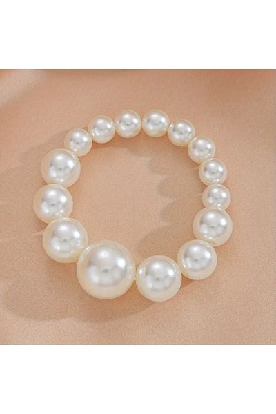 Lucky Designs Women's Big Small Pearl Bracelet