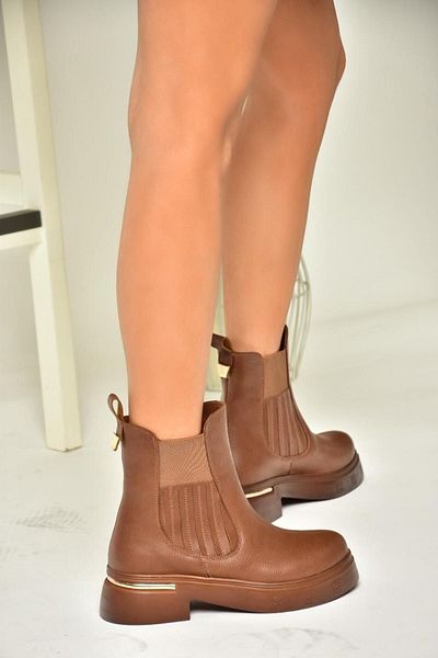 Fox Shoes Τ 996334009   Tan Γυναικείες Μπότες - Χοντρή Σόλα