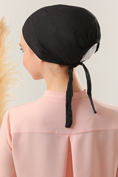 Melodi Scarf Women's Hijab Seamless Set Bonnet Black 5 Pieces Tied Combed Cotton Bonnet