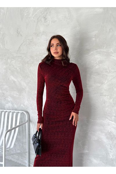 dshee woman Glitter Stretch Fabric Gather Detailed Dress