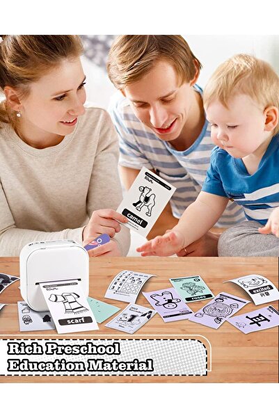 Phomemo T02 Mini Taşınabilir Akıllı Cep Sticker Fotoğraf Yazıcı, Beyaz, Yapay Zeka Destekli Uygulama