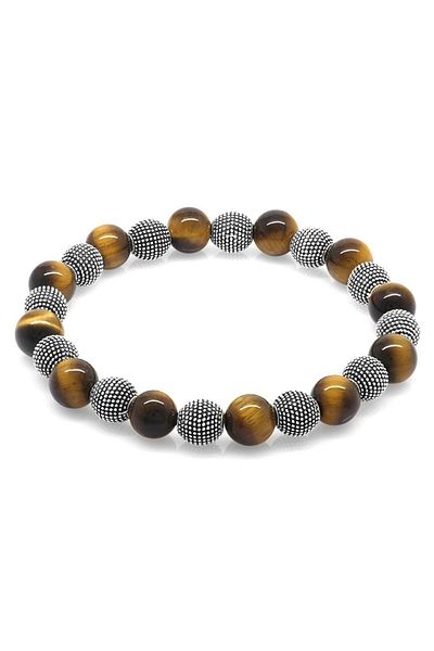 Tesbihane Turtle Eye Metal Combination Globe Cut Natural Stone Bracelet