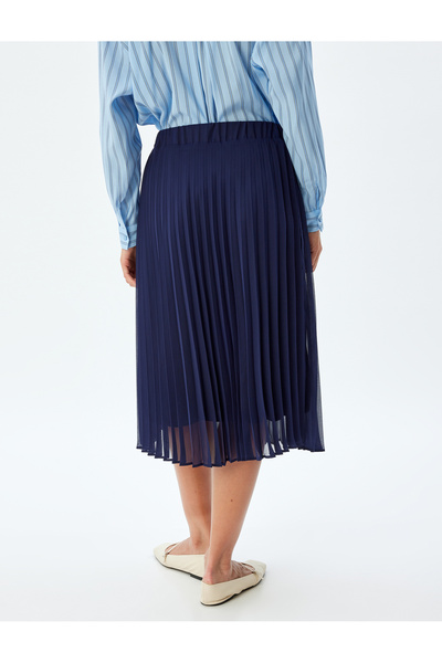 Koton Шифонова плісирована спідниця на підкладці з високою талією довжиною міді