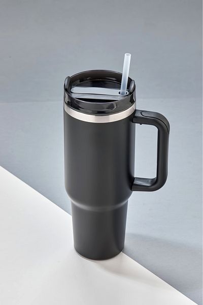 Cooker Thermos din oțel inoxidabil cu două straturi de 1,2 litri, capac cu paie, mâner ergonomic, design elegant
