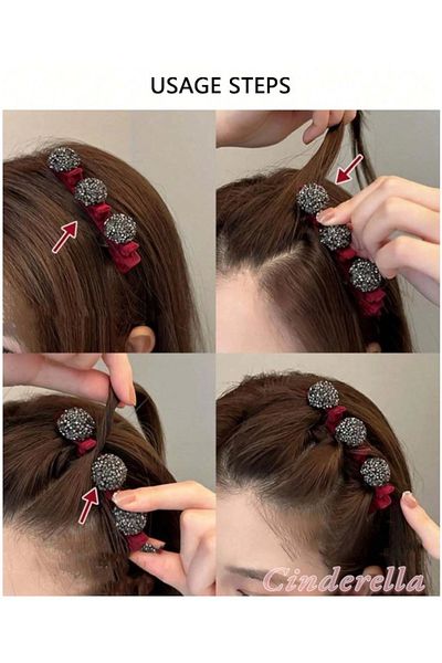 Cinderella Coffee Color Mini Jewelled Soft Velvet Hair Twister - Side Hair Clip