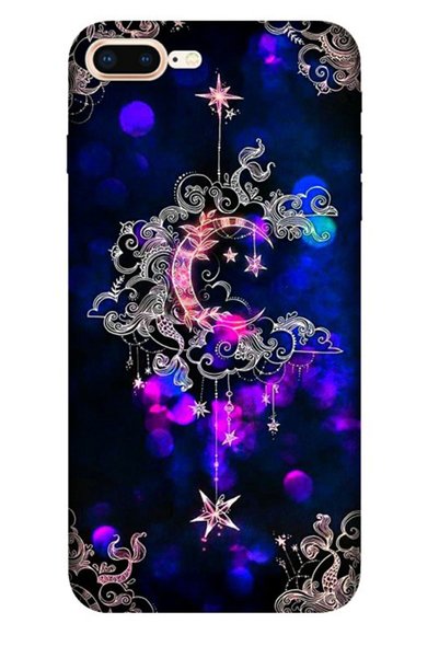 Cekuonline حافظة آيفون 7 بلس 8 بلس سيليكون صورة - Ayyıldız Neon Mandala Stok2137